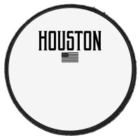 Houston Texas Us Flag Vintage Text Olive Green W Black Print T Shirt Round Patch | Artistshot