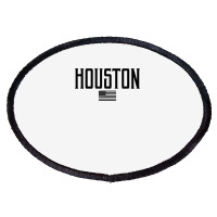 Houston Texas Us Flag Vintage Text Olive Green W Black Print T Shirt Oval Patch | Artistshot