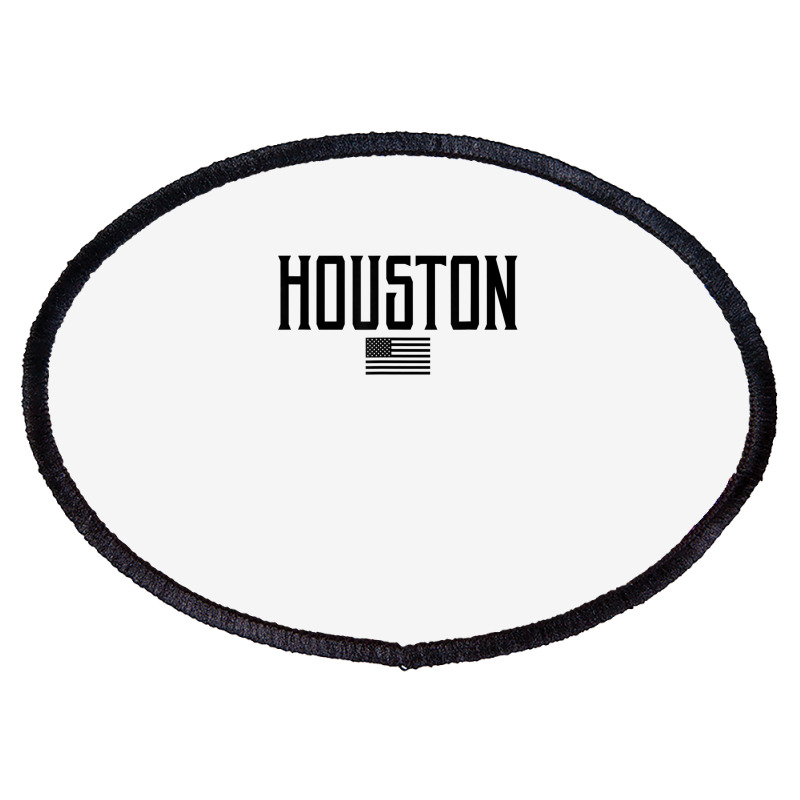 Houston Texas Us Flag Vintage Text Olive Green W Black Print T Shirt Oval Patch | Artistshot