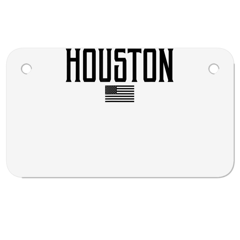 Houston Texas Us Flag Vintage Text Olive Green W Black Print T Shirt Motorcycle License Plate | Artistshot