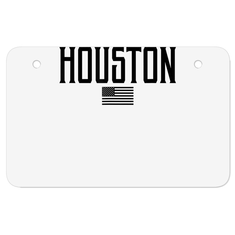 Houston Texas Us Flag Vintage Text Olive Green W Black Print T Shirt Atv License Plate | Artistshot