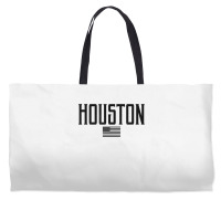 Houston Texas Us Flag Vintage Text Olive Green W Black Print T Shirt Weekender Totes | Artistshot