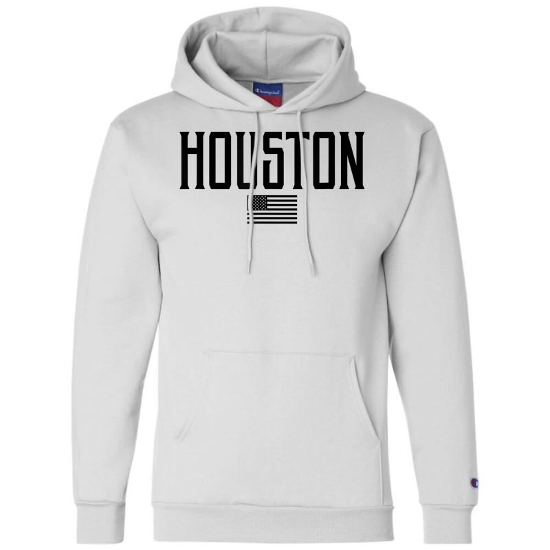 Houston Texas Us Flag Vintage Text Olive Green W Black Print T Shirt Champion Hoodie | Artistshot