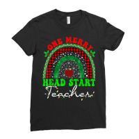 One Merry Head Start Teacher Rainbow Buffalo Plaid Christmas T Shirt Ladies Fitted T-shirt | Artistshot