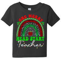 One Merry Head Start Teacher Rainbow Buffalo Plaid Christmas T Shirt Baby Tee | Artistshot