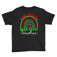 One Merry Head Start Teacher Rainbow Buffalo Plaid Christmas T Shirt Youth Tee | Artistshot