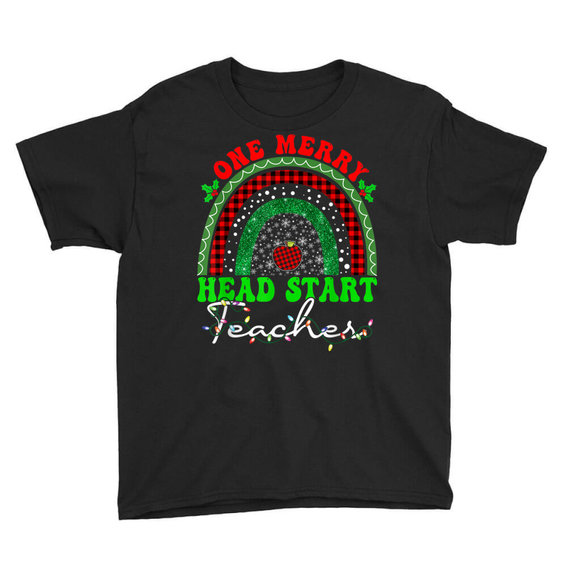 One Merry Head Start Teacher Rainbow Buffalo Plaid Christmas T Shirt Youth Tee by cm-arts | Artistshot