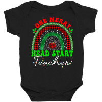 One Merry Head Start Teacher Rainbow Buffalo Plaid Christmas T Shirt Baby Bodysuit | Artistshot