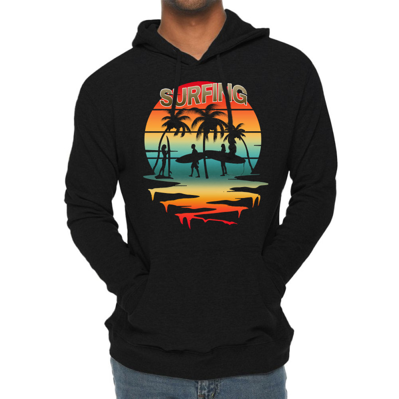 Surfing T  Shirtsurfing Surfer Summer Vacation Sunset T  Shirt Lightweight Hoodie | Artistshot