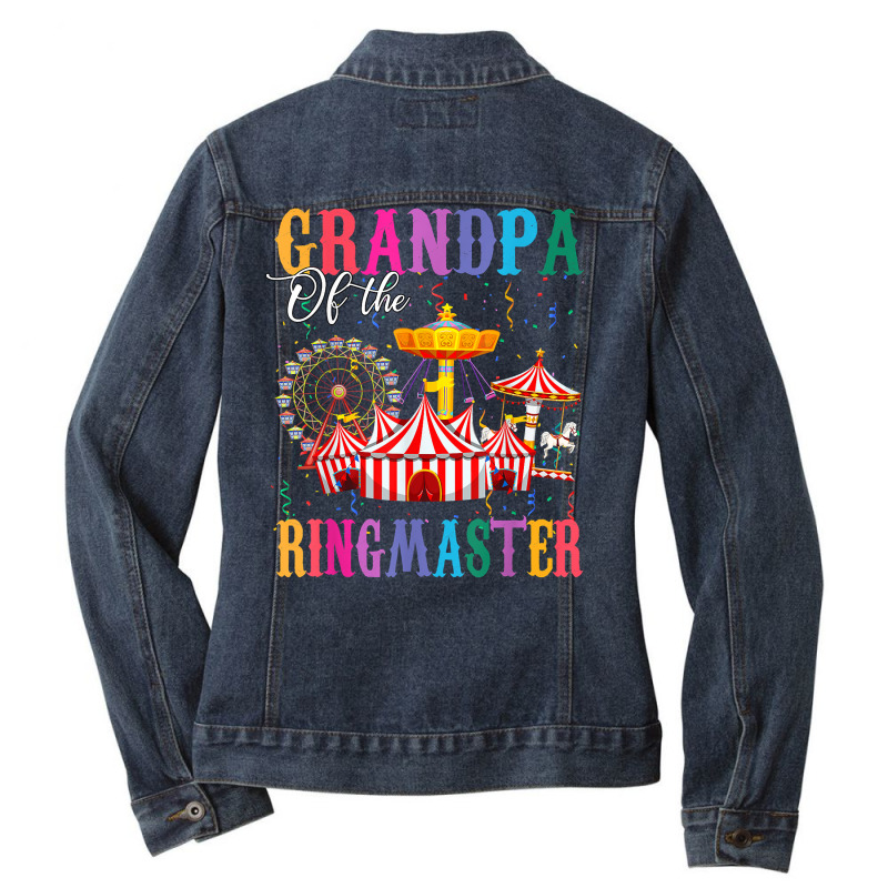 Grandpa Of The Birthday Ringmaster Boy Birthday Party T Shirt Ladies Denim Jacket by cm-arts | Artistshot