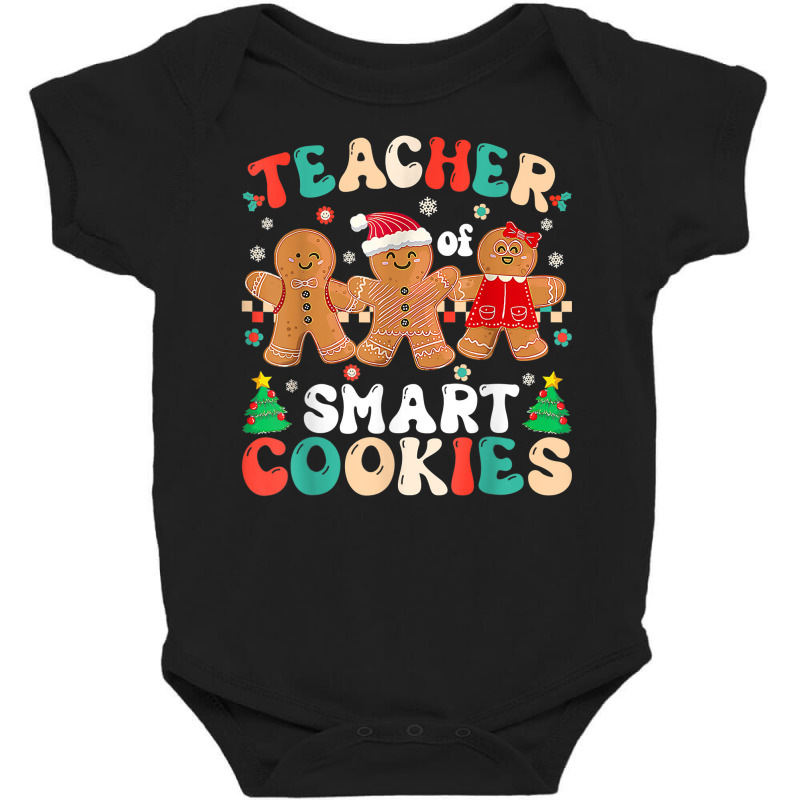 I Teach The Smartest Cookies Funny Christmas Pajama Teacher T Shirt Baby Bodysuit | Artistshot