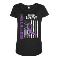 Nobody Fights Alone Wife Alzheimers Awareness American Flag T Shirt Maternity Scoop Neck T-shirt | Artistshot