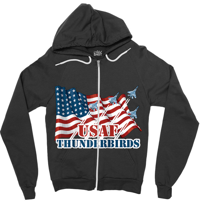 Usaf Thunderbirds Shirt Graphic Jet American Flag Gift Tee Raglan Base Zipper Hoodie | Artistshot