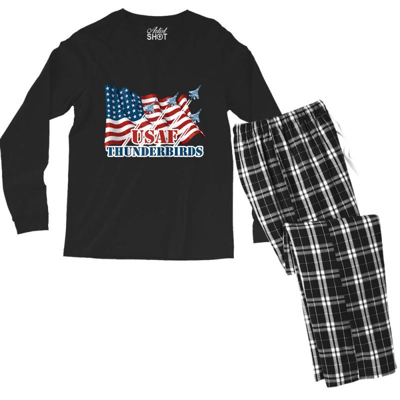 Usaf Thunderbirds Shirt Graphic Jet American Flag Gift Tee Raglan Base Men's Long Sleeve Pajama Set | Artistshot