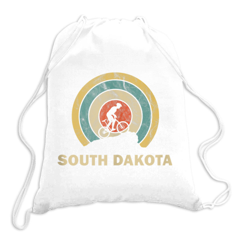 South Dakota Retro Cycling Mtb Tank Top Drawstring Bags | Artistshot