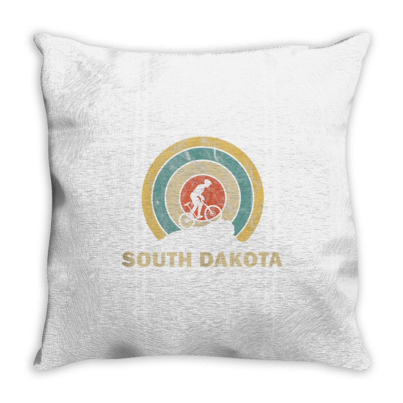 South Dakota Retro Cycling Mtb Tank Top Throw Pillow | Artistshot