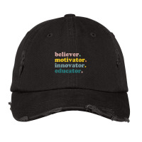 Teacher Believer Motivator Innovator Educator Retro T Shirt Vintage Cap | Artistshot