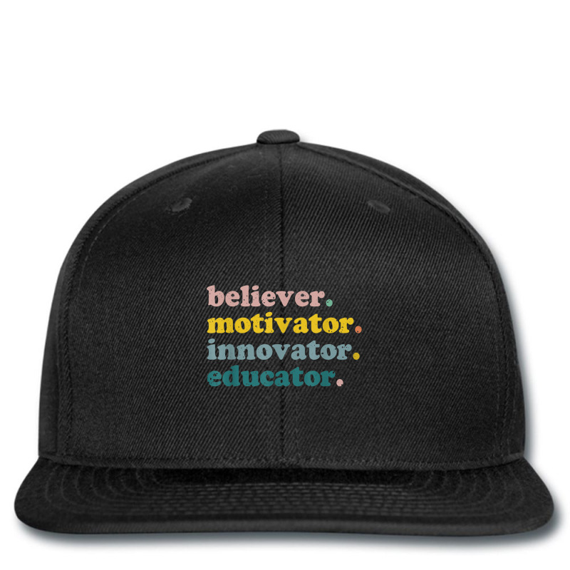 Teacher Believer Motivator Innovator Educator Retro T Shirt Printed hat by cm-arts | Artistshot