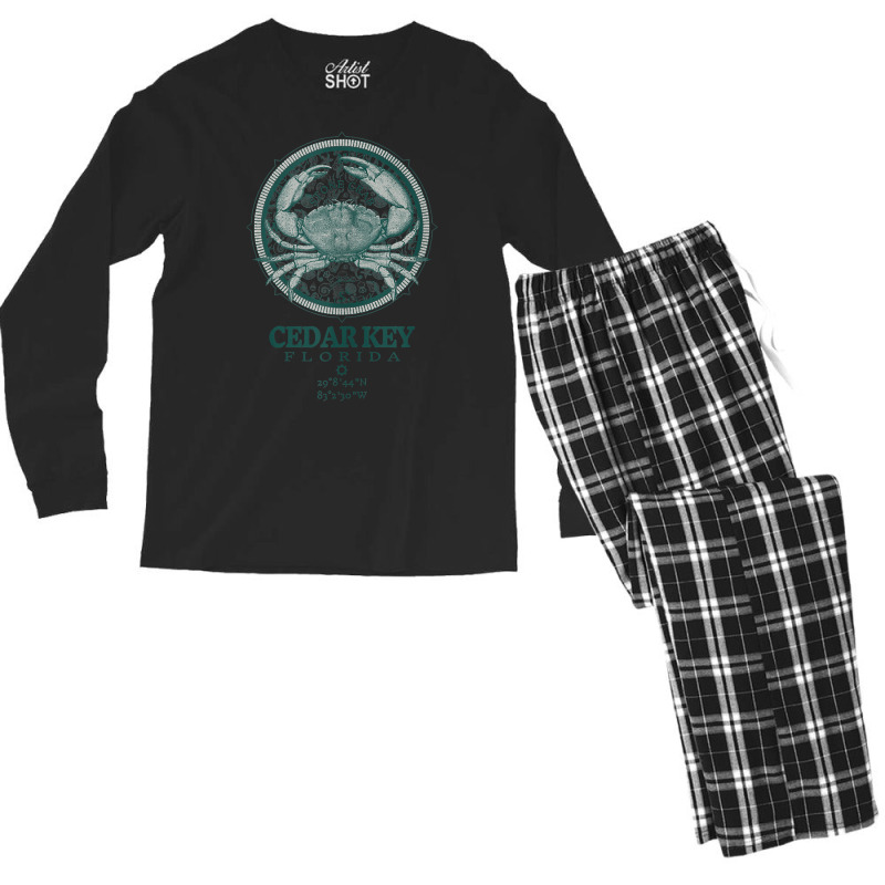 Jcombs Cedar Key, Fl, Stone Crab On Wind Rose Tank Top Men's Long Sleeve Pajama Set by cm-arts | Artistshot