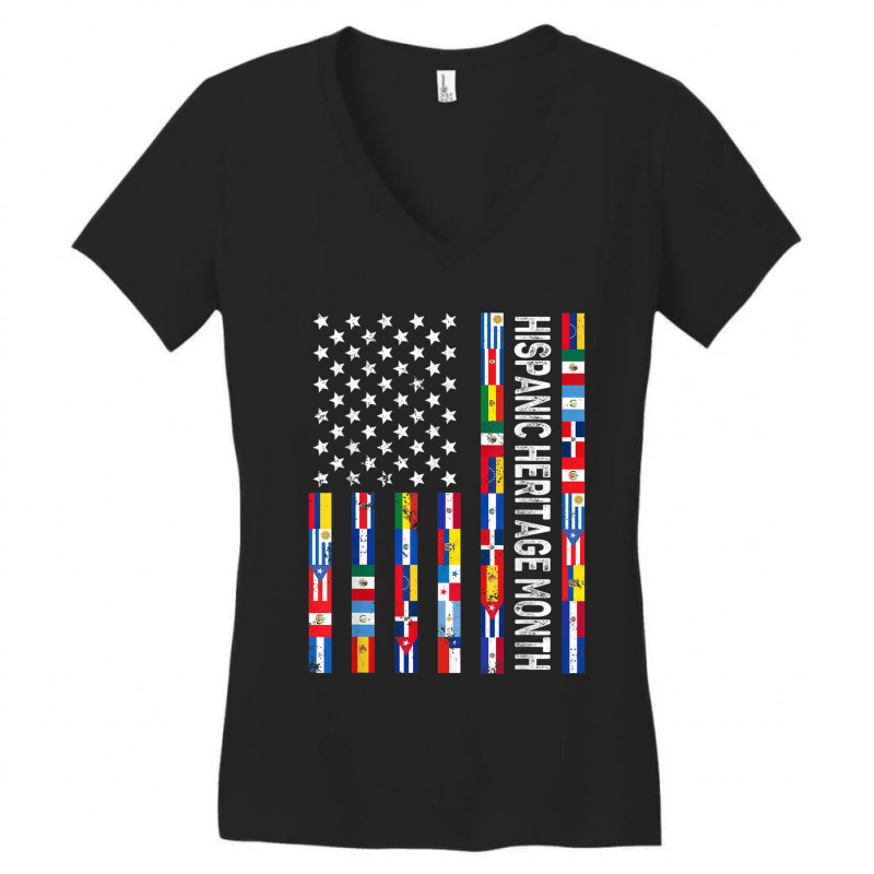 Latin American Flag Hispanic Heritage Month All Countries Women's V-Neck T-Shirt by SandraMarianela | Artistshot