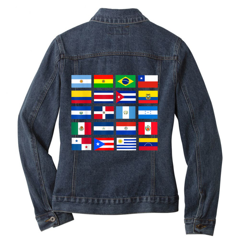 Latin American Flags Hispanic Heritage Month Ladies Denim Jacket by SandraMarianela | Artistshot