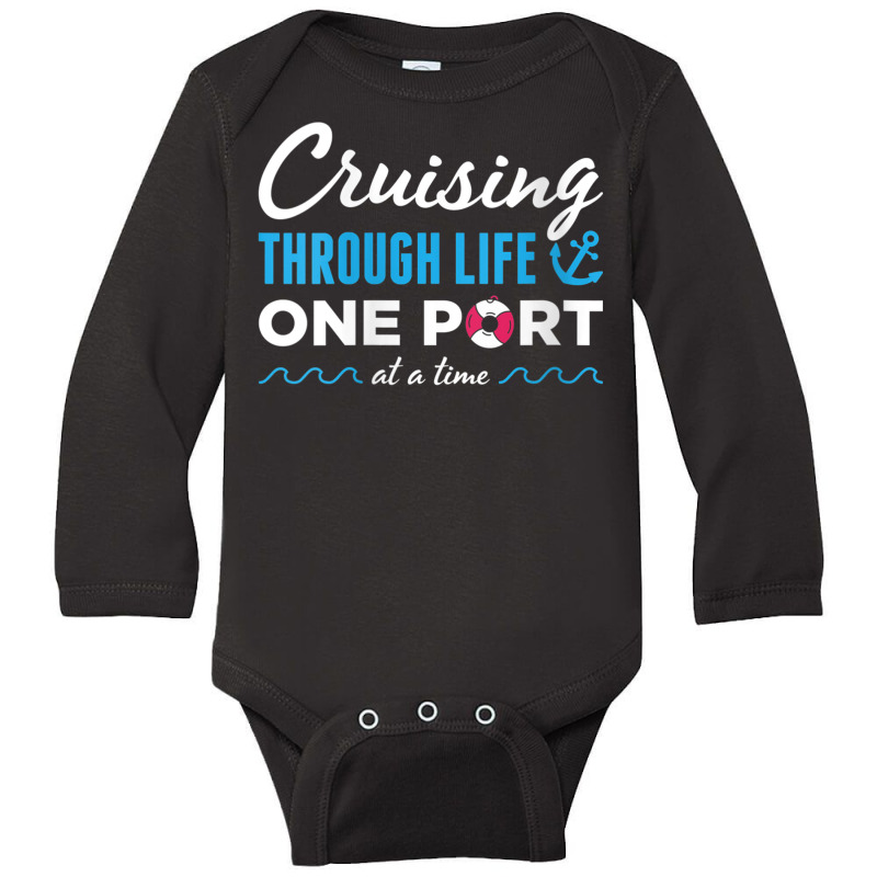 Womens Cruising Through Life One Port At A Time Cruise Vacation V Neck Long Sleeve Baby Bodysuit | Artistshot