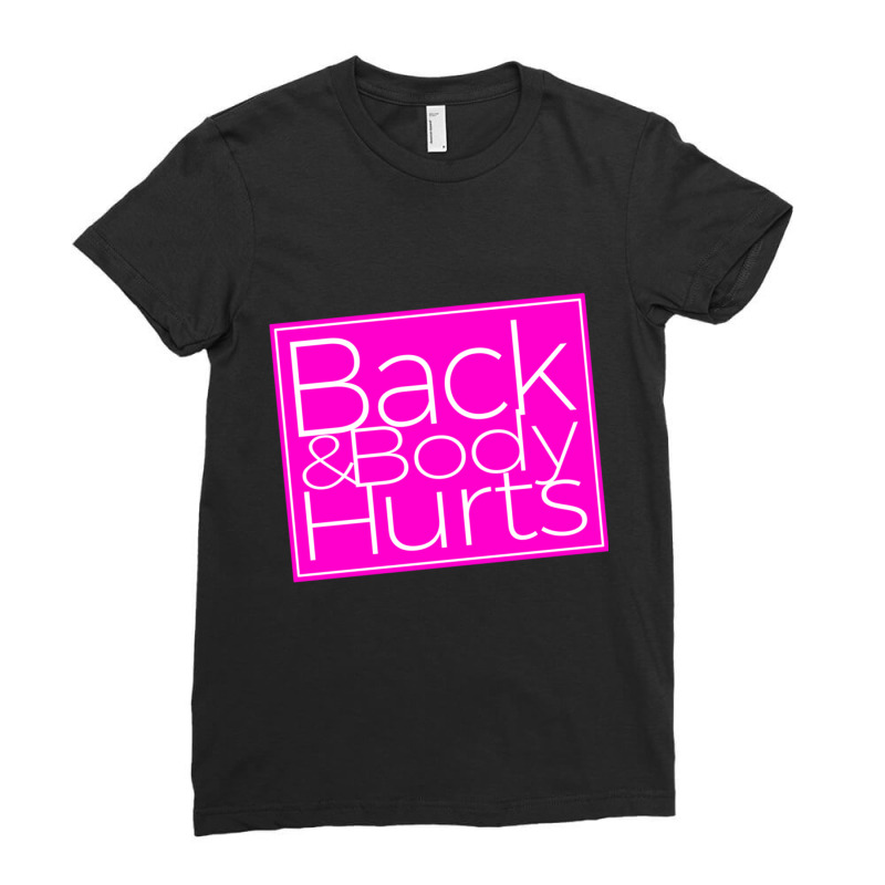 Back & Body Hurts Funny Navy Yoga Work Out Long Sleeve T Shirt Ladies Fitted T-Shirt by cm-arts | Artistshot