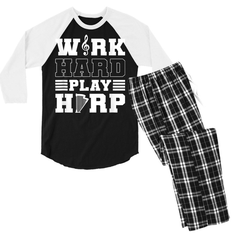 Work Hard Play Harp. Harpist. Harp Player T Shirt Men's 3/4 Sleeve Pajama Set | Artistshot