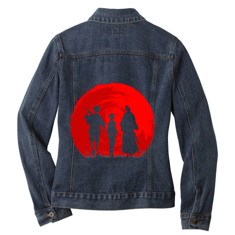 Samurai Sunset Ladies Denim Jacket by cm-arts | Artistshot