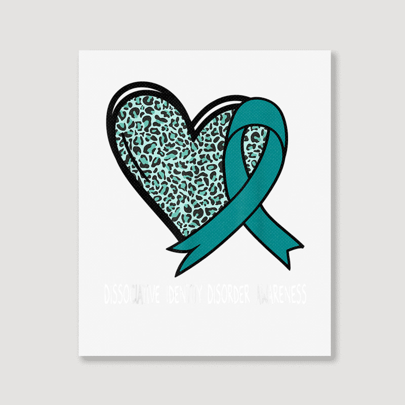 Leopard Heart Dissociative Identity Disorder Awareness Teal T Shirt Portrait Canvas Print | Artistshot