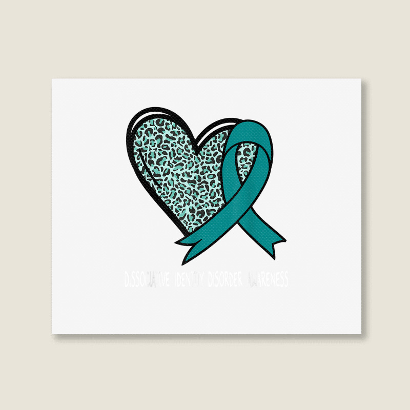 Leopard Heart Dissociative Identity Disorder Awareness Teal T Shirt Landscape Canvas Print | Artistshot