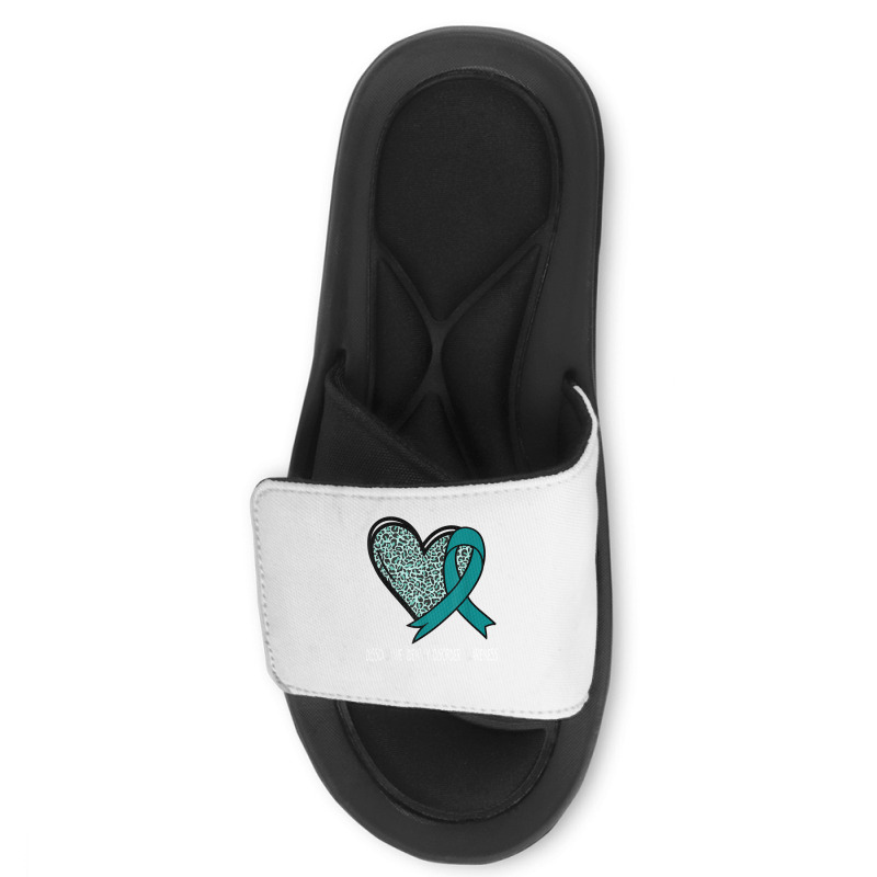 Leopard Heart Dissociative Identity Disorder Awareness Teal T Shirt Slide Sandal | Artistshot