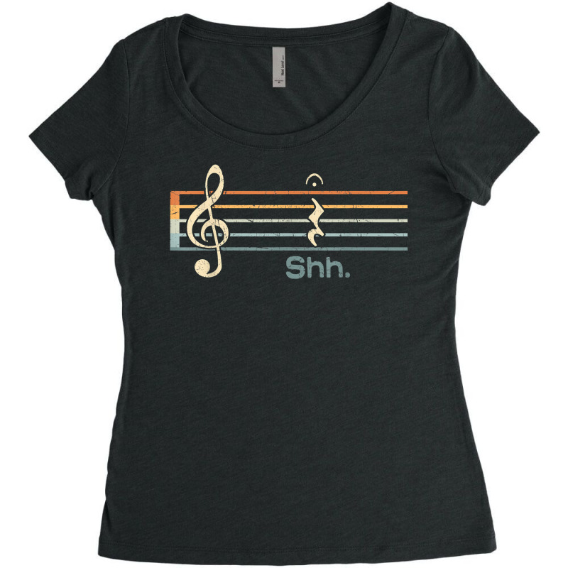 Funny Music Shh Quarter Rest And Fermata Notation Musician T Shirt Women's Triblend Scoop T-shirt by cm-arts | Artistshot