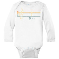 Funny Music Shh Quarter Rest And Fermata Notation Musician T Shirt Long Sleeve Baby Bodysuit | Artistshot