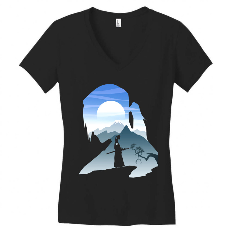 Sky And Samurai Women's V-Neck T-Shirt by cm-arts | Artistshot