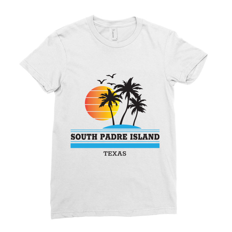 Retro Cool South Padre Island Original Texas Beach Palm Tree Long Slee Ladies Fitted T-Shirt by cm-arts | Artistshot