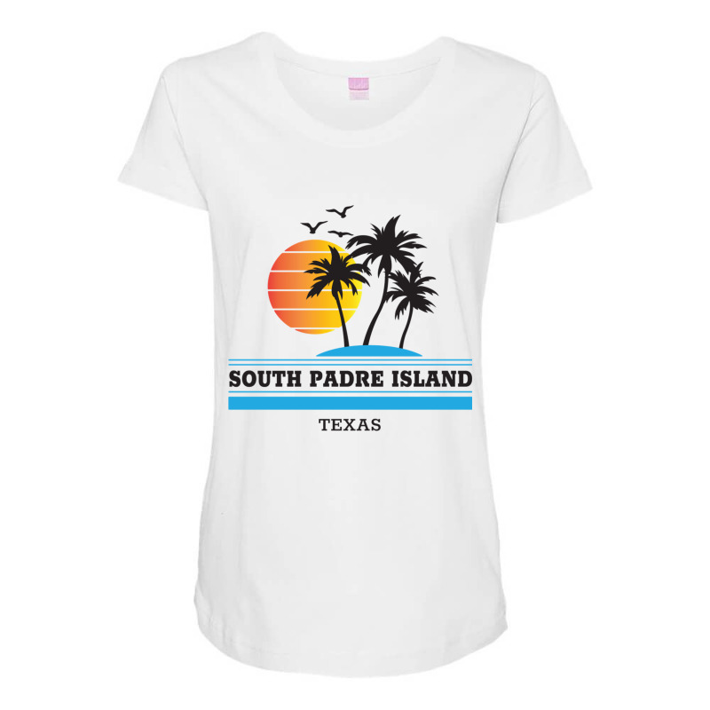 Retro Cool South Padre Island Original Texas Beach Palm Tree Long Slee Maternity Scoop Neck T-shirt by cm-arts | Artistshot