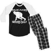 Pancakes Served Daily Funny Offensive Lineman Football Men's 3/4 Sleeve Pajama Set | Artistshot