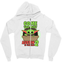 Come You Must Austin Is Turning 2 Baby Yoda Birthday Invitation Zipper Hoodie | Artistshot