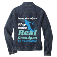 Funny Waterski Some Grandpas Play Bingo Ladies Denim Jacket | Artistshot