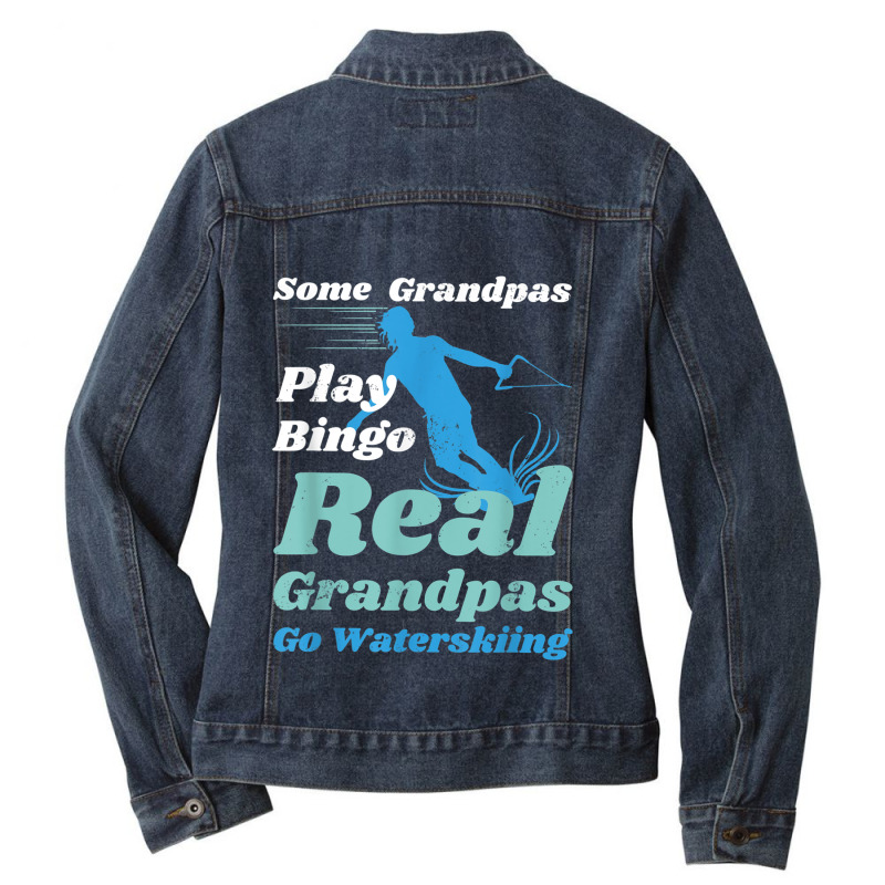 Funny Waterski Some Grandpas Play Bingo Ladies Denim Jacket by ValentinoHoover | Artistshot