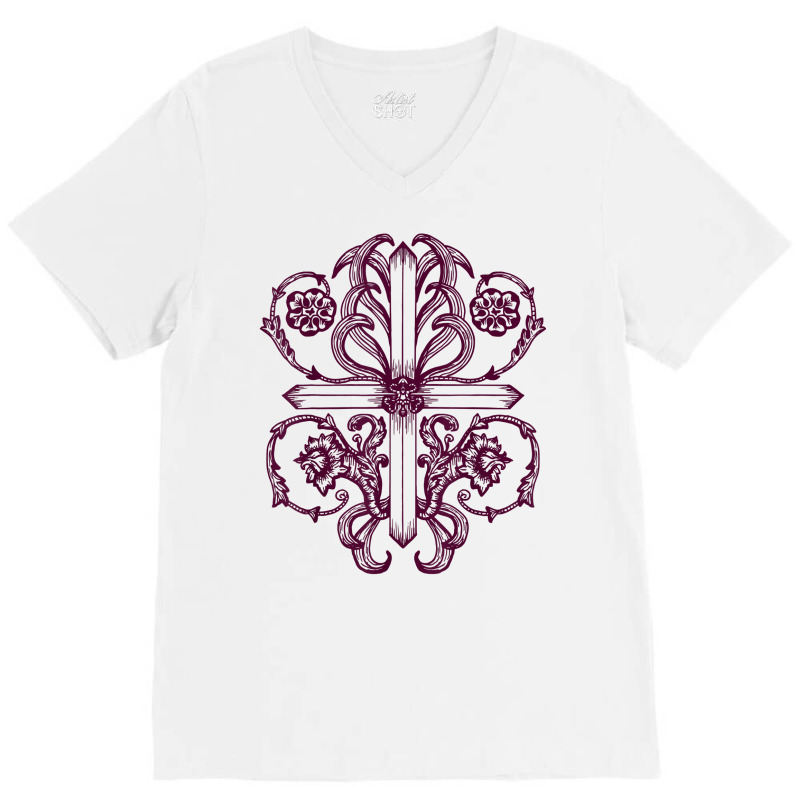 Renaissance Swords Cross Rosettes T Shirt V-neck Tee | Artistshot