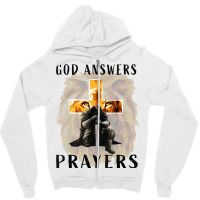 God Jesus Answers Prayers Warrior Men Christian Lion Graphic Zipper Hoodie | Artistshot