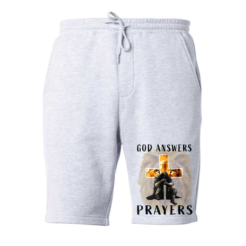 God Jesus Answers Prayers Warrior Men Christian Lion Graphic Fleece Short | Artistshot