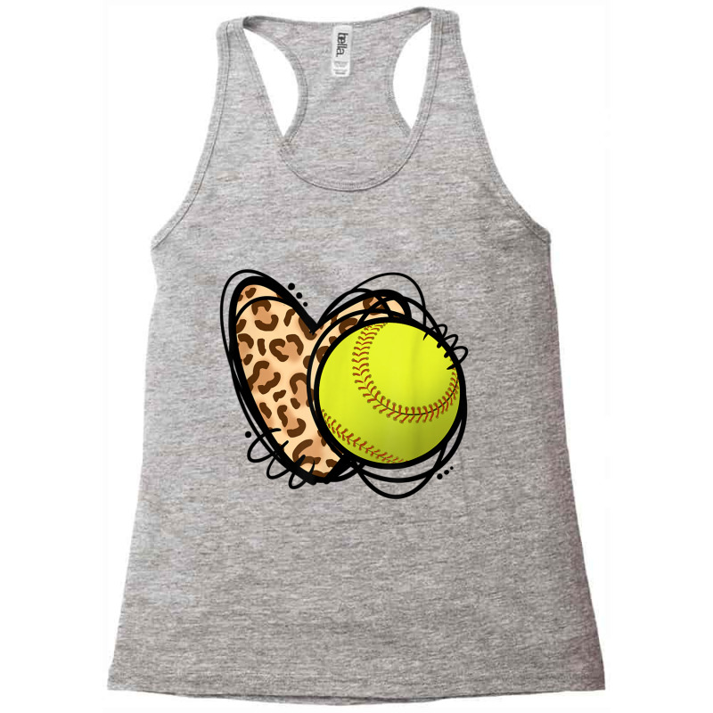 Leopard Print Heart Softball Lover Softball Season Love T Shirt Racerback Tank by cm-arts | Artistshot