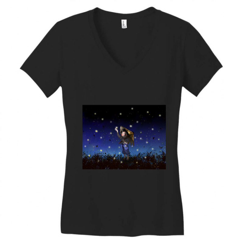 Setsukos Fireflies Women's V-Neck T-Shirt by cm-arts | Artistshot