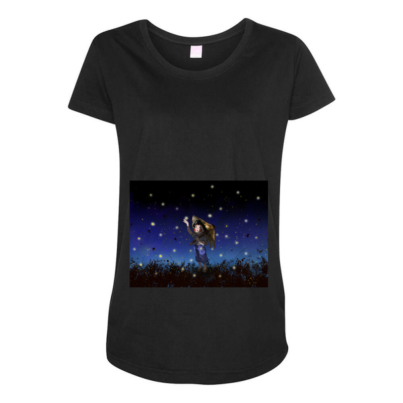 Setsukos Fireflies Maternity Scoop Neck T-shirt by cm-arts | Artistshot