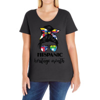 Latin American Flags Hispanic Heritage Month Messy Hair Bun T Shirt Ladies Curvy T-shirt | Artistshot