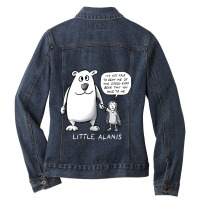 Little Alanis And Her Cross-eyed Bear ( On Darker Colors) Ladies Denim Jacket | Artistshot