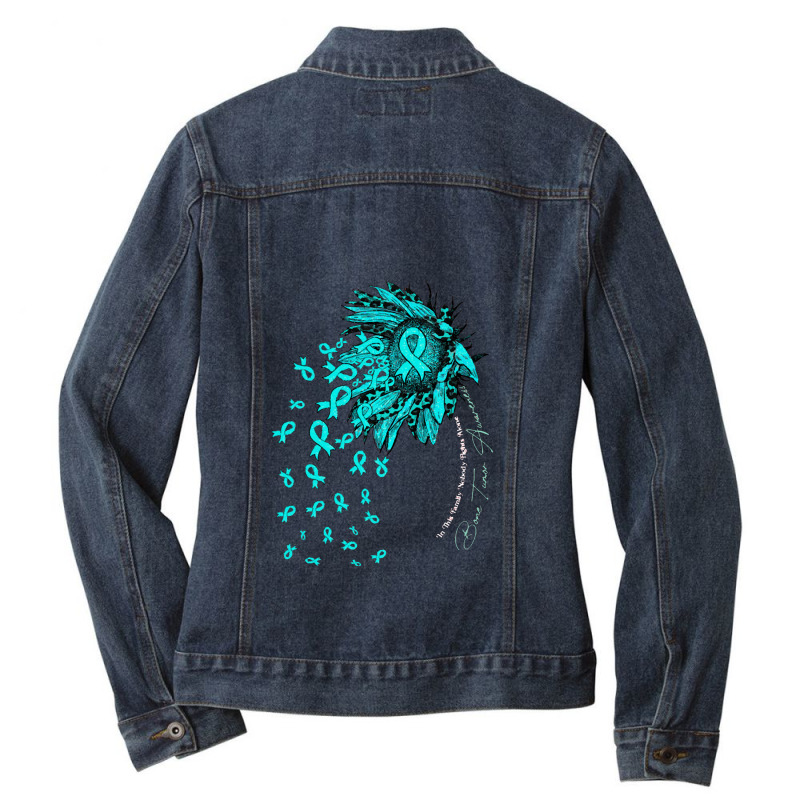 Bone Tumo Survivor   Bone Tumo Awareness Sunflower Nobody Fig Ladies Denim Jacket by salamansik | Artistshot